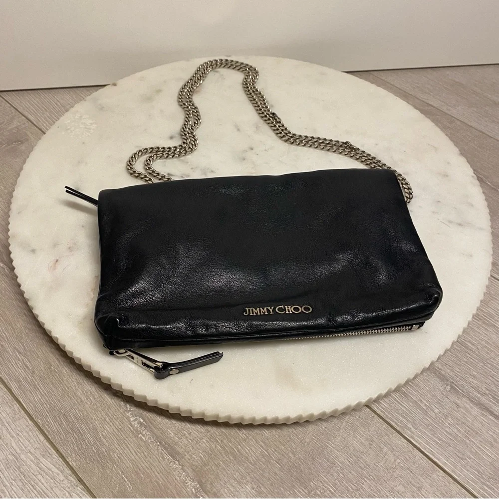 Jimmy Choo Black Leather Wristlet with Chain - Picture 2 of 11